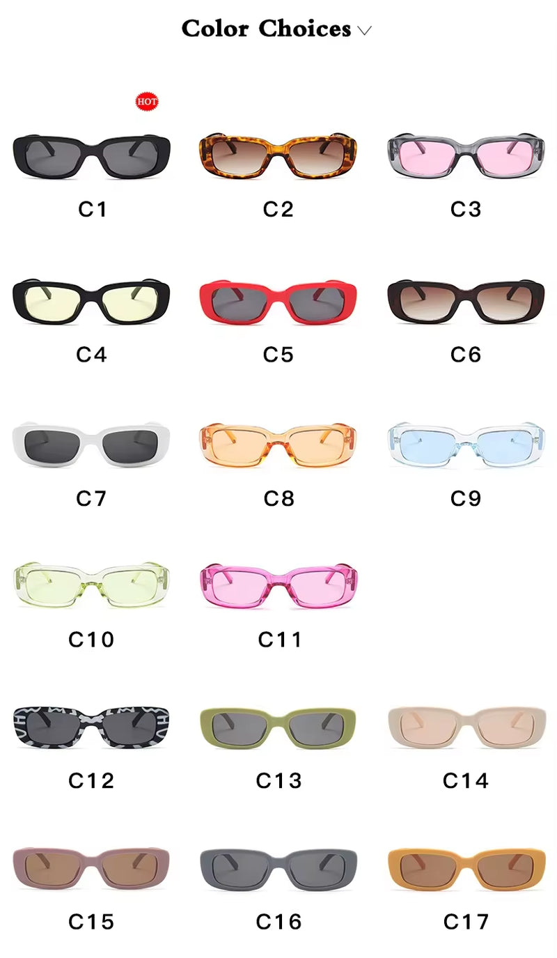 SUNPOLY 2025 Metal Hinge Full Frame Sun Glasses Rectangle Plastic Vintage Retro Style Women Sunglasses